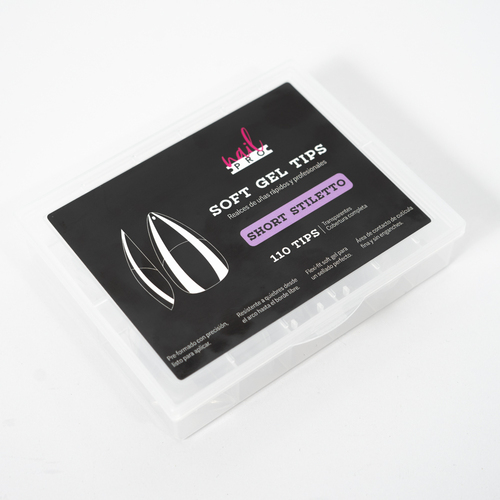 NAIL PRO TIPS SOFT GEL SHORT STILETTO 100U (PRE-LIMADOS)